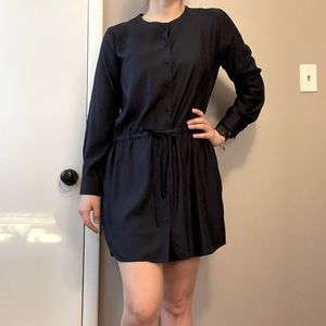 Uniqlo navy blue button up dress